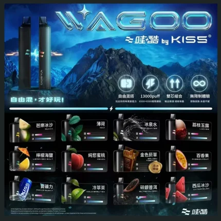 WAGOO哇酷Kiss5 6500口拋棄式 | 自由混搭雙口味 | 雙芯組合
